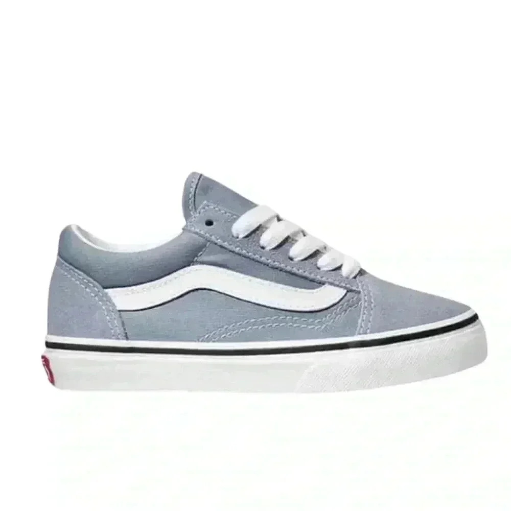 Vans Kids Old Skool Suede Canvas Skater Sneakers Dusty Blue Unisex Size Kids 13